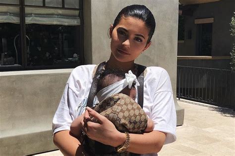 kylie jenner gucci baby carrier|Kylie Jenner Held Stormi Webster in a $625 Gucci Baby Carrier.